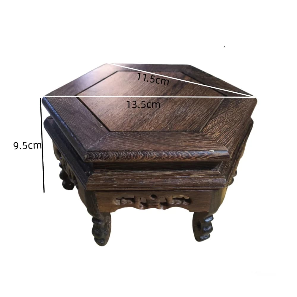 Support d'affichage hexagonal en bois de style chinois classique pour vase, théière, bonsaï, plante,