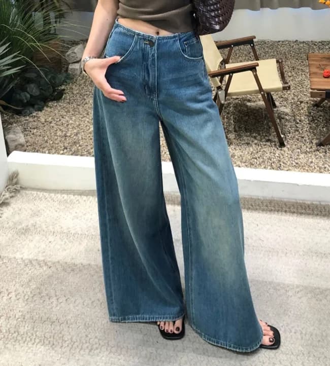Jean large pour femme, collection Printemps 2026, taille haute, style Spice Girls américain, coupe d