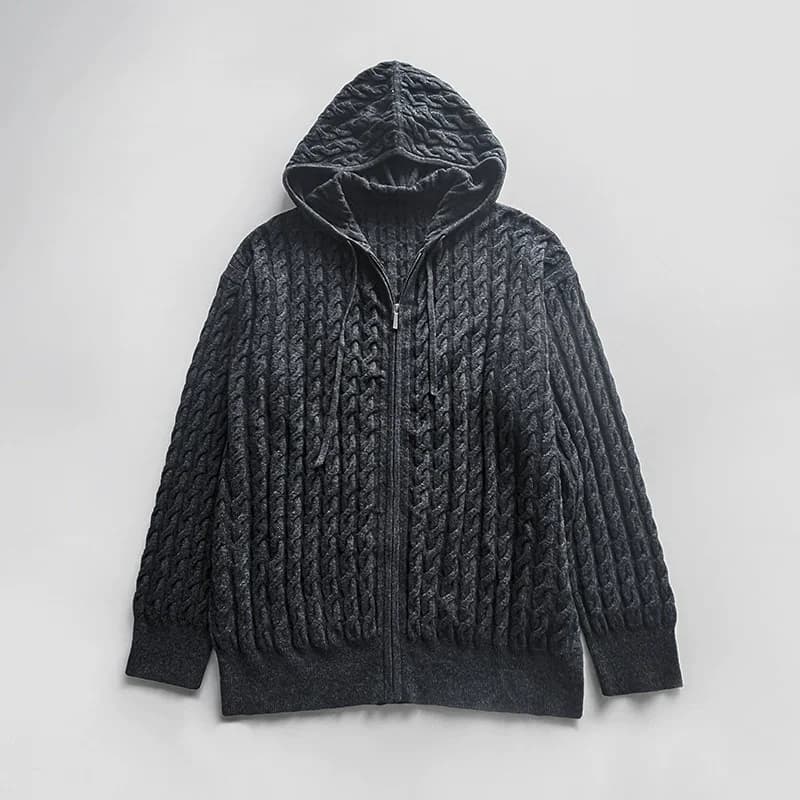 Cardigan à capuche en tricot pour femme, manteau en laine et cachemire à manches longues, élégant, a