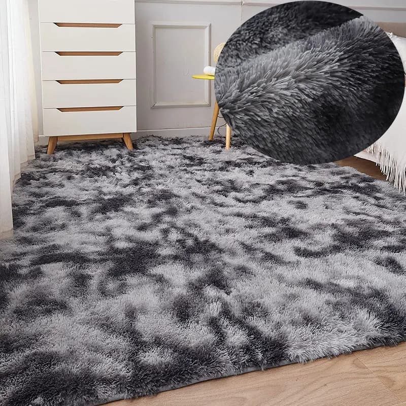 Tapis gris pour salon, en peluche, pour chambre à coucher, moelleux, antidérapant, décoration de mai