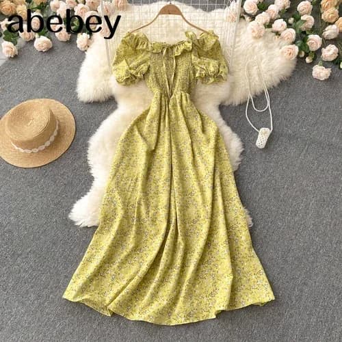 Nouvelle mode Robe florale imprimé Robe longue à volants Maxi Robe d'été bohème femmes été Sexy déco