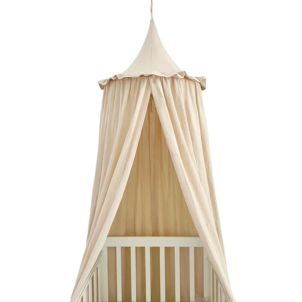 Auvent de lit pour enfants avec volants, filet de couverture en coton pour berceau de bébé, coin de 