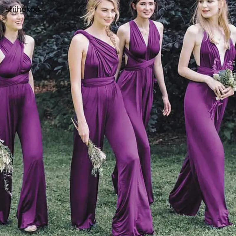 Combinaison violette élégante pour mariages, robes de demoiselle d'honneur, costume pantalon pour fe