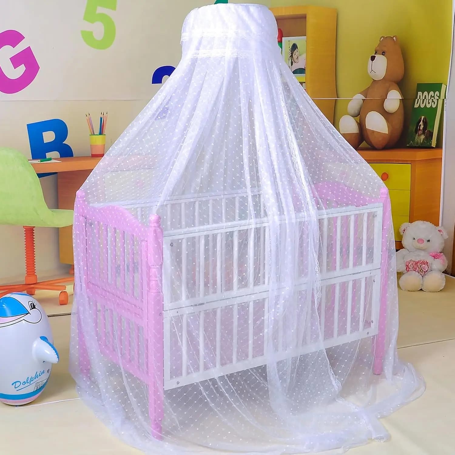 Nouvelle moustiquaire de lit, moustiquaire de lit bébé réglable en hauteur avec rideaux respirants e