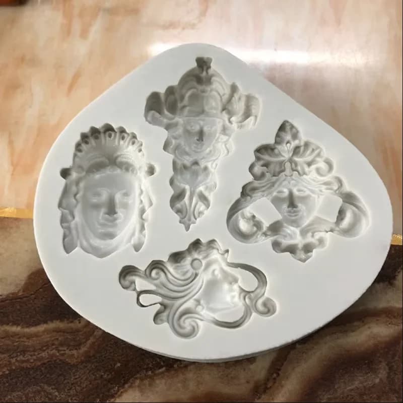Moule à fondant en silicone, portrait de tête rétro européen, bricolage, bord de gâteau, motif baroq