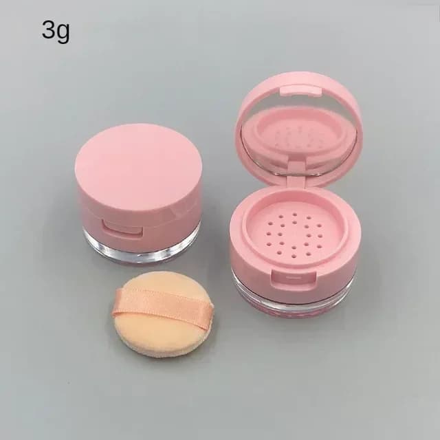Boîte à poudre rose 3g/5g, récipient vide en plastique Portable pour poudre libre avec miroir tamis,