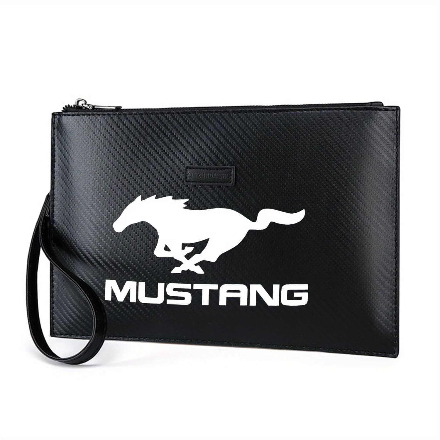 Sac à main en PU pour hommes, logo cheval blanc au galop, symbole Mustang, élégant, imprimé, à la mo