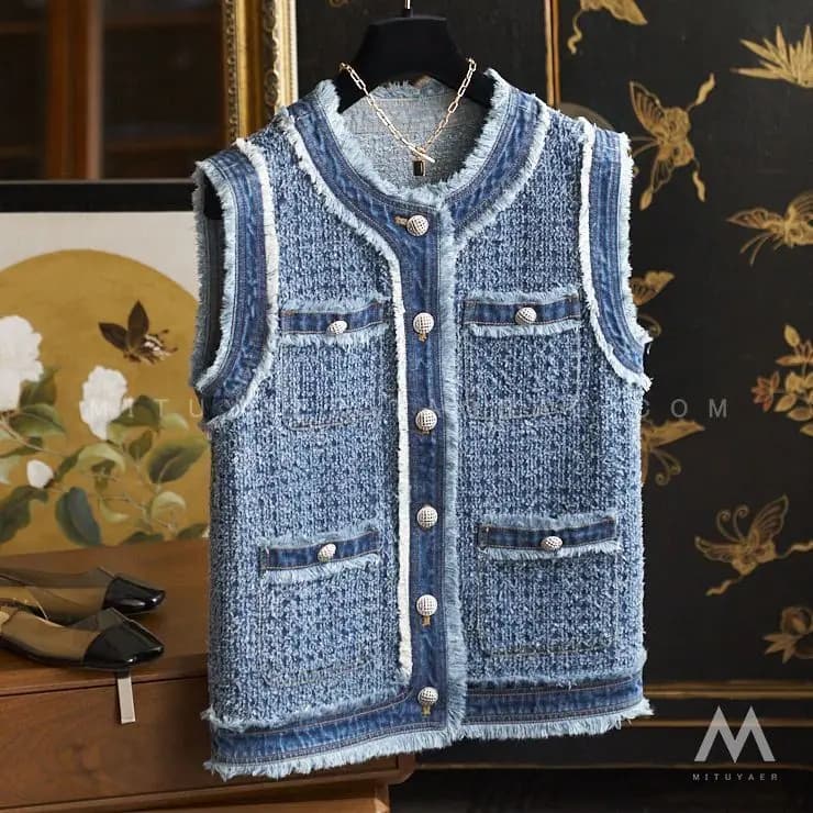 Gilet de Cowboy pour femmes, hauts de vêtements de travail, gilets amples et fins décontractés