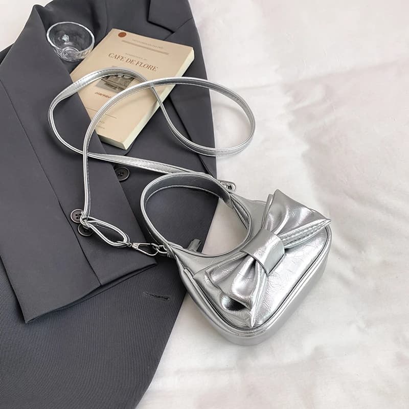 Pochette à nœud papillon rose, sac à main de luxe argenté, bourse de mariage rouge, Super Mini sac à