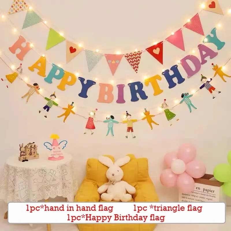 Ensemble de Bannières Joyeux Anniversaire en Papier Coloré, Décorations de ixà Thème pour Garçons et