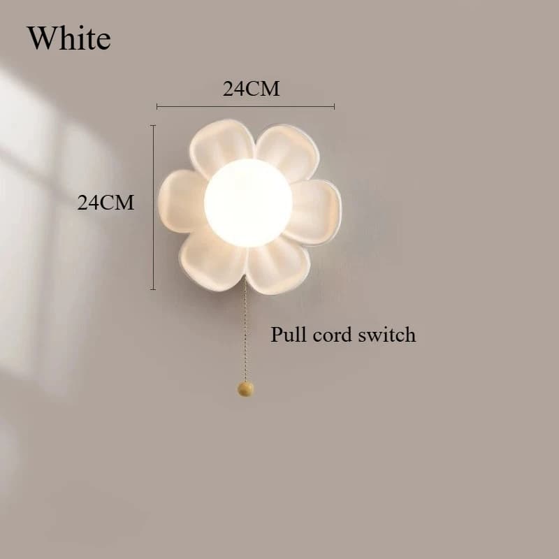 Applique Murale Fleur Moderne Minimaliste à Interrupteur Tactile Style Crème pour Chambre d'Enfant, 