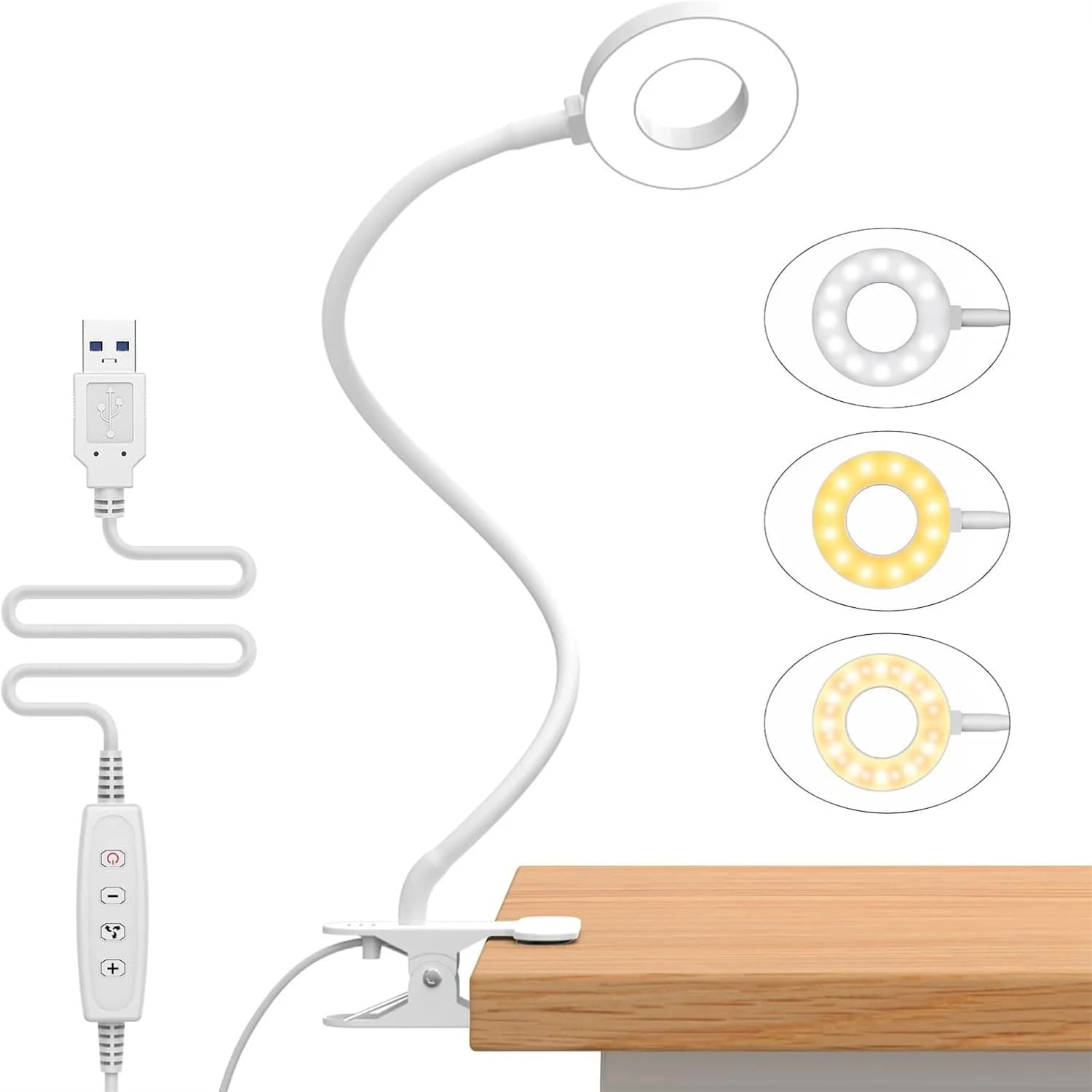 Lampes de bureau blanches, roses et noires, lampe de lecture LED USB, lumière du jour portable, flex