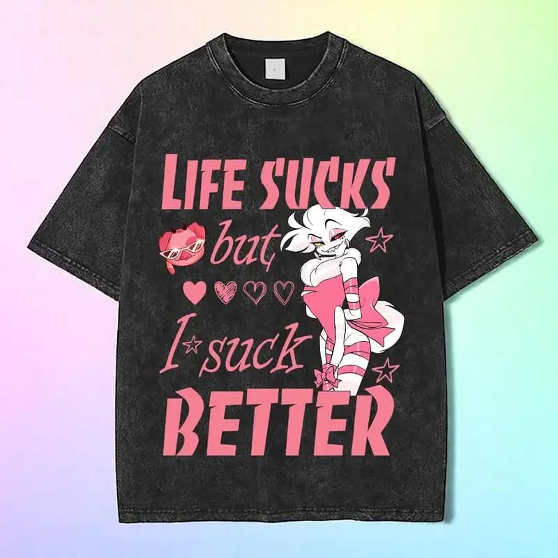 T-shirt Anime Hazbin Hotel Angel Dust pour hommes et femmes, vêtements gothiques vintage, t-shirt dé