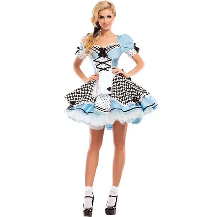 Costume d'Halloween Alice au Pays des Merveilles pour Femme, Tenue de Servante de Poker, Cosplay, ix