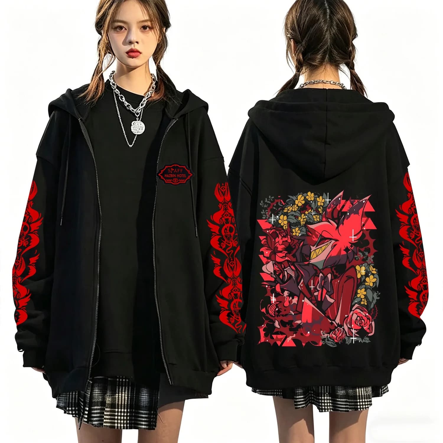 Hazbin Hotel 2026 Nouvelle Collection Anime – Sweat à Capuche Imprimé 2D Style Amusant Zippé pour Ho