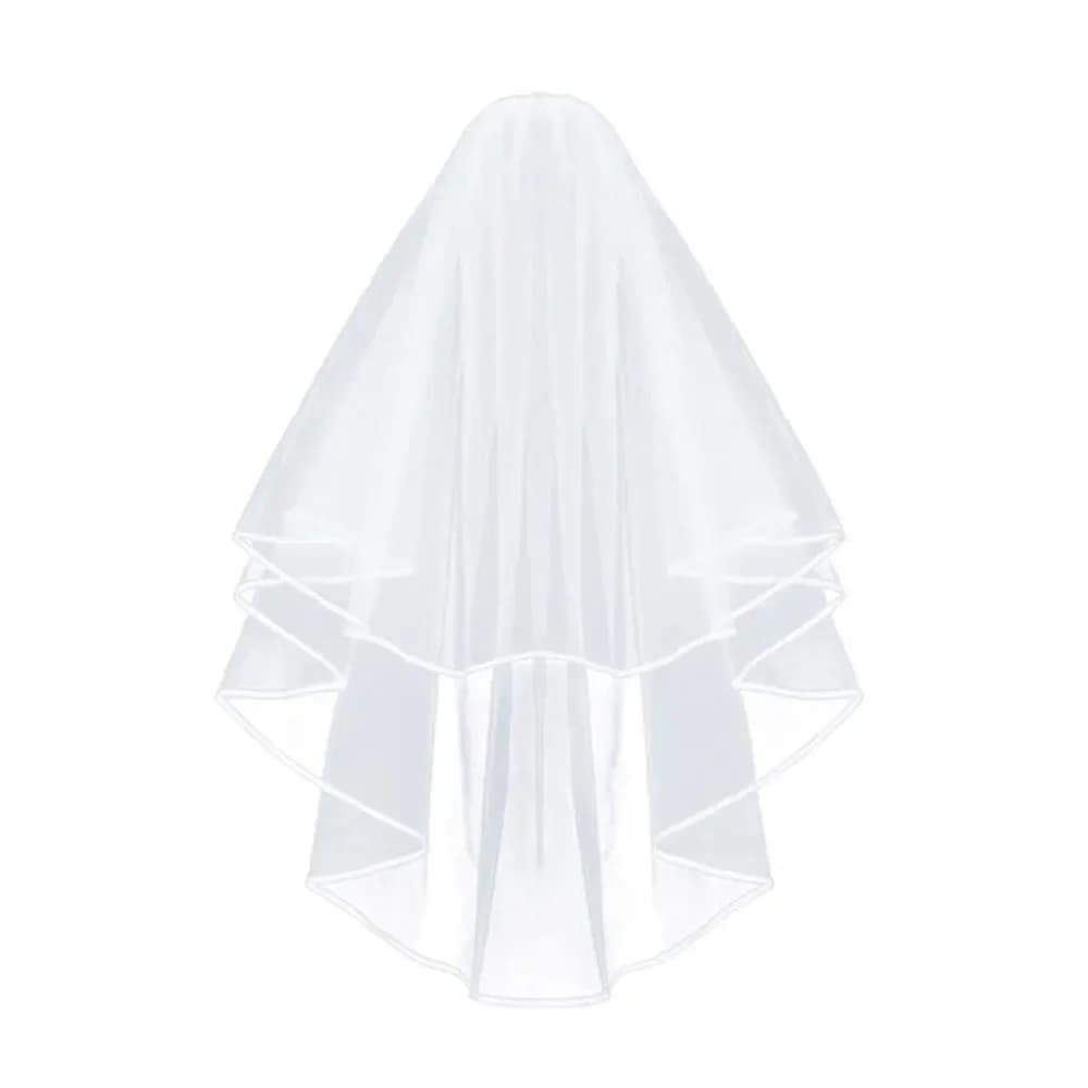 Voile de mariée court et Simple pour femmes, Tulle blanc ivoire avec peigne, pour douche de mariée,