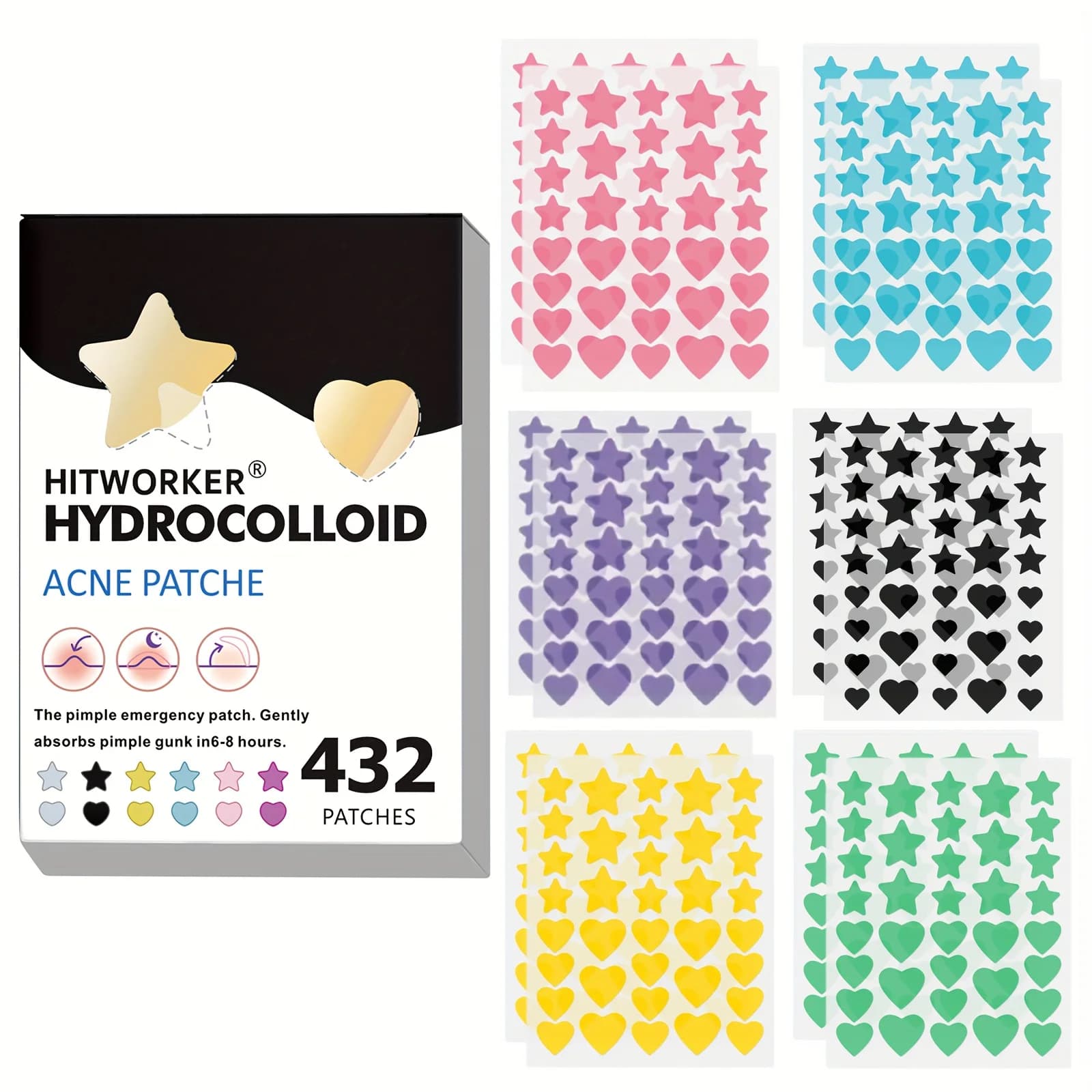 Patchs colorés pour boutons PE, autocollant de couverture de boutons en forme d'étoile, Invisible, p