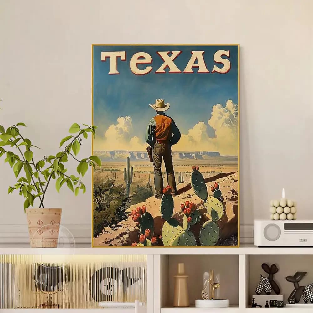 Affiche de mode rétro Western Cowboy, décoration murale polyvalente HD imperméable, auto-adhésive, p