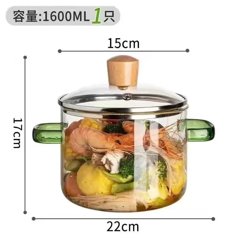 Pot à nouilles instantanées en verre trempé 1,6/2,3 l, bol en verre à haute teneur en Borosilicate a