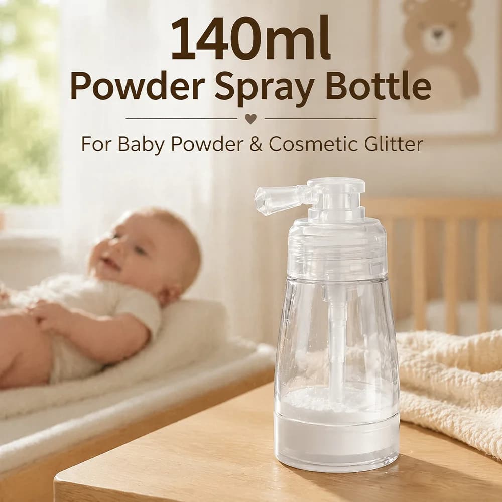 Flacon pulvérisateur de poudre sèche de 140 ml à pression, distributeur de poudre libre transparent 
