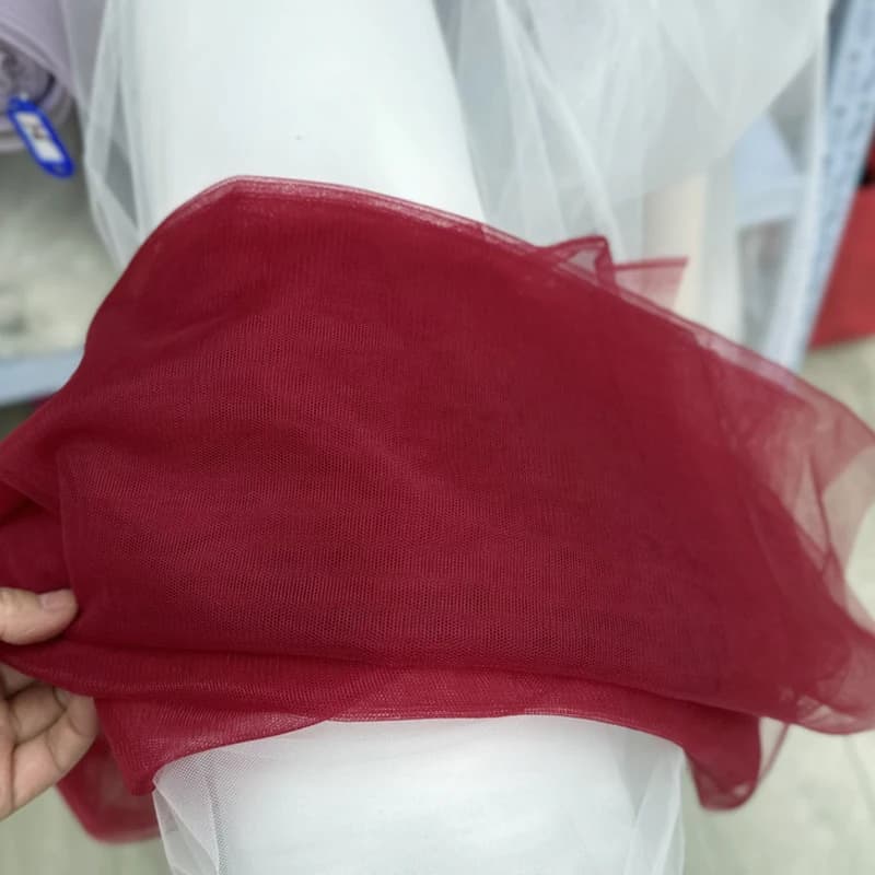 Tissu en tulle doux bleu bordeaux, rideau de convocation de mariage, disposition de maille de sauge,