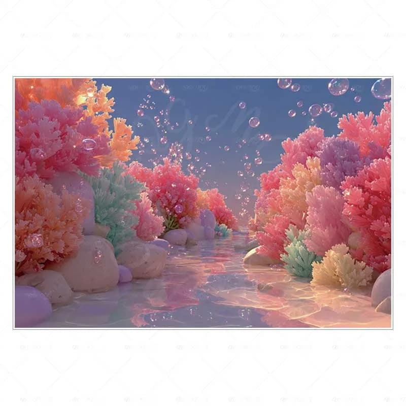 MOON.QG été sous-marin Aquarium photographie fond étoile de mer mer rose corail toile de fond fête P