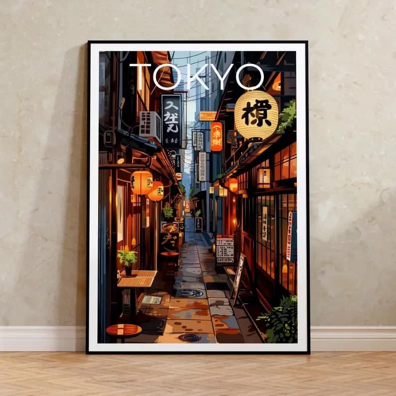 Toile imprimée de paysage urbain de Tokyo, Art de Bar japonais, café asiatique, Illustration de Mang