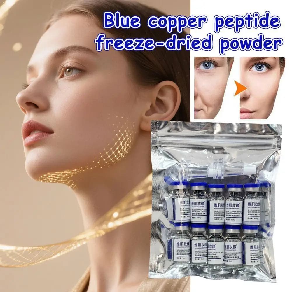Peptide de cuivre bleu GHK-CU, poudre lyophilisée de cuivre, hydratation, rajeunissement de la peau,