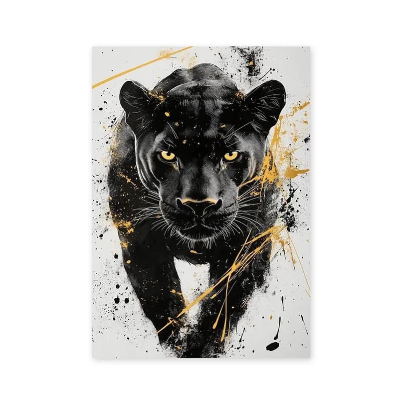 Impression sur toile Black Panther, art mural luxueux noir et or, affiche animale, œuvre d'art abstr
