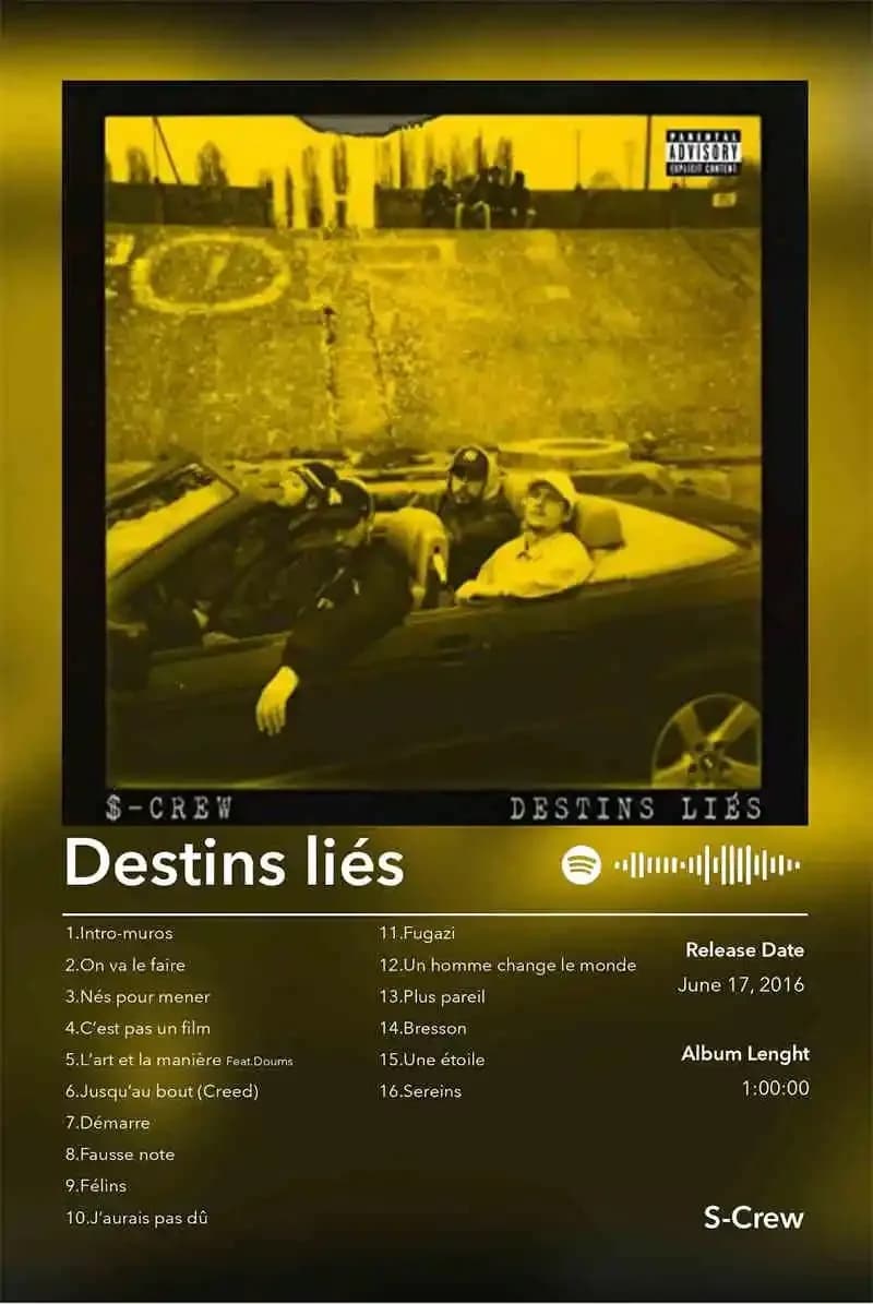 Affiche d'album de musique Pop Rap français, toile imprimée Hip Hop Rock, Art mural, décor de salle