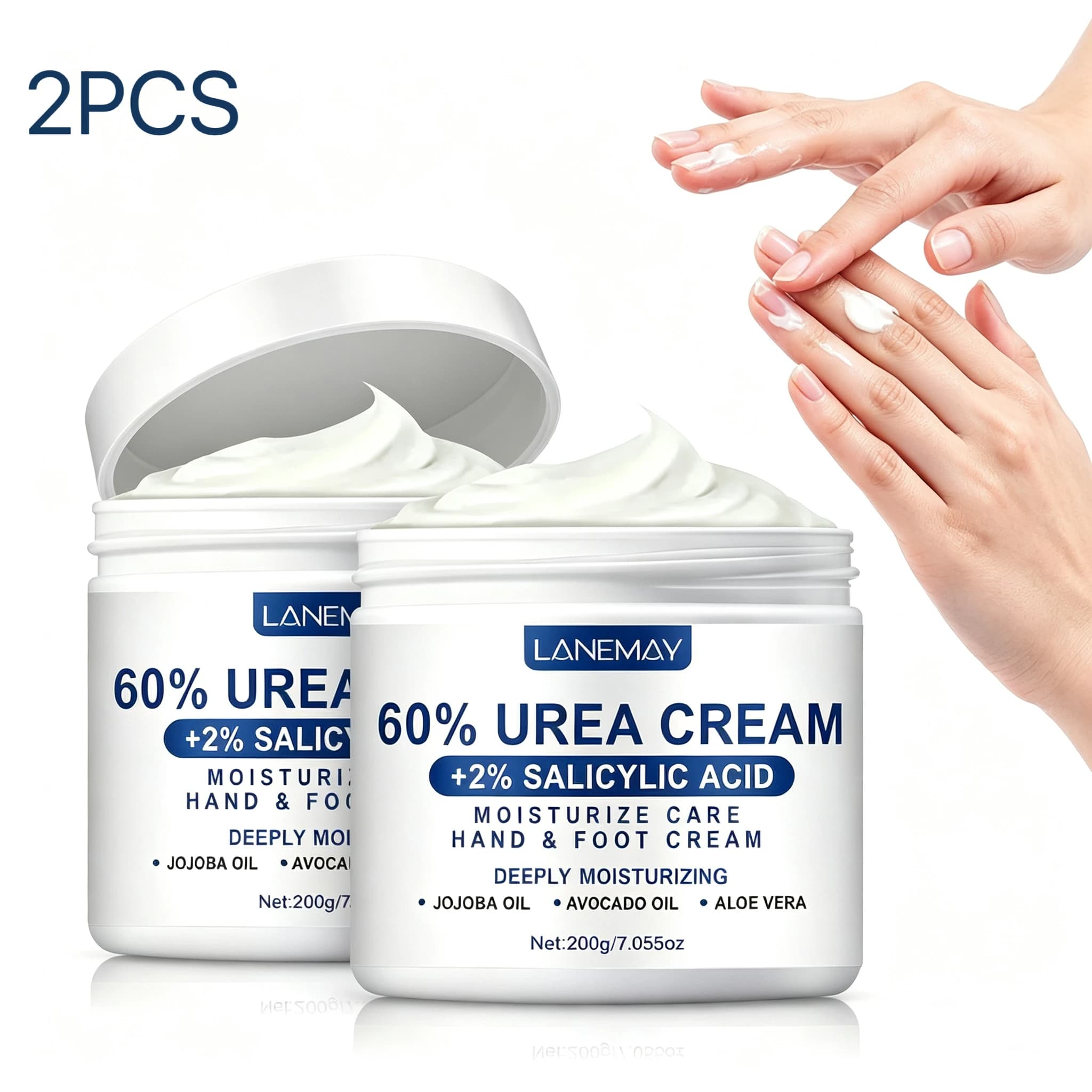 2PCS 60% Crème à l'urée pour les mains et les pieds, crème hydratante riche en acide salicylique et 