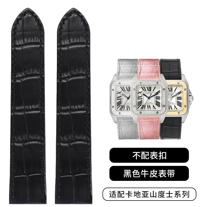 Bracelets de montre en cuir véritable pour Cartier Santos 100 bracelet de montre hommes femmes Santo
