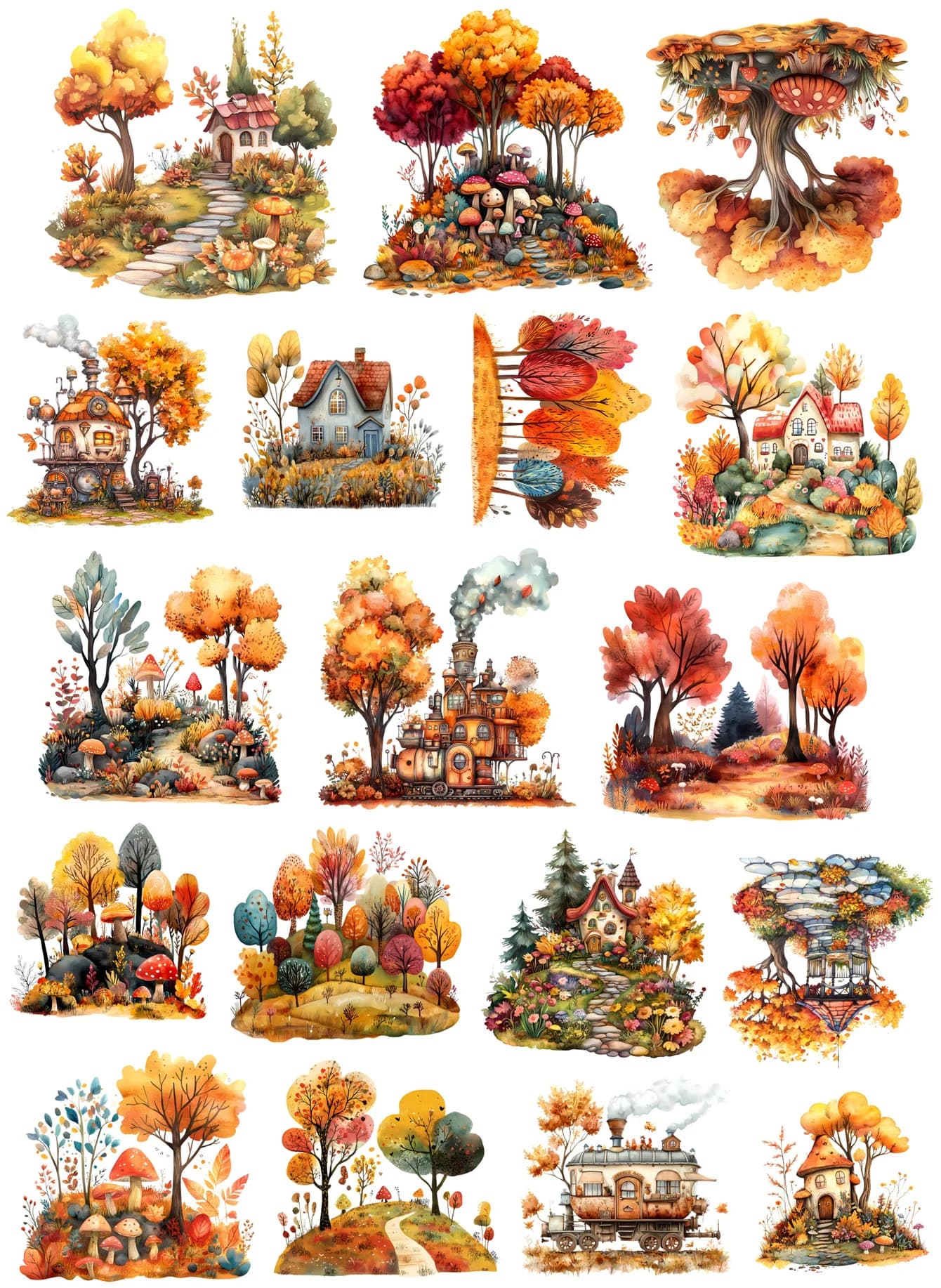 Autocollants aquarelle feuilles d'automne forêt, 18 pièces, compte à main, mignon album photo de bri