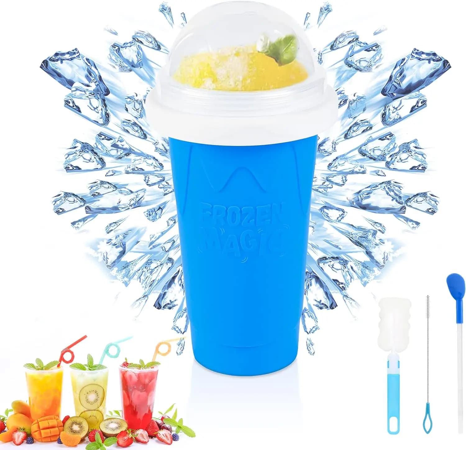 Tasse de Smoothie faite maison, bouteille de Milkshake de crème glacée congelée rapide, tasse glacée