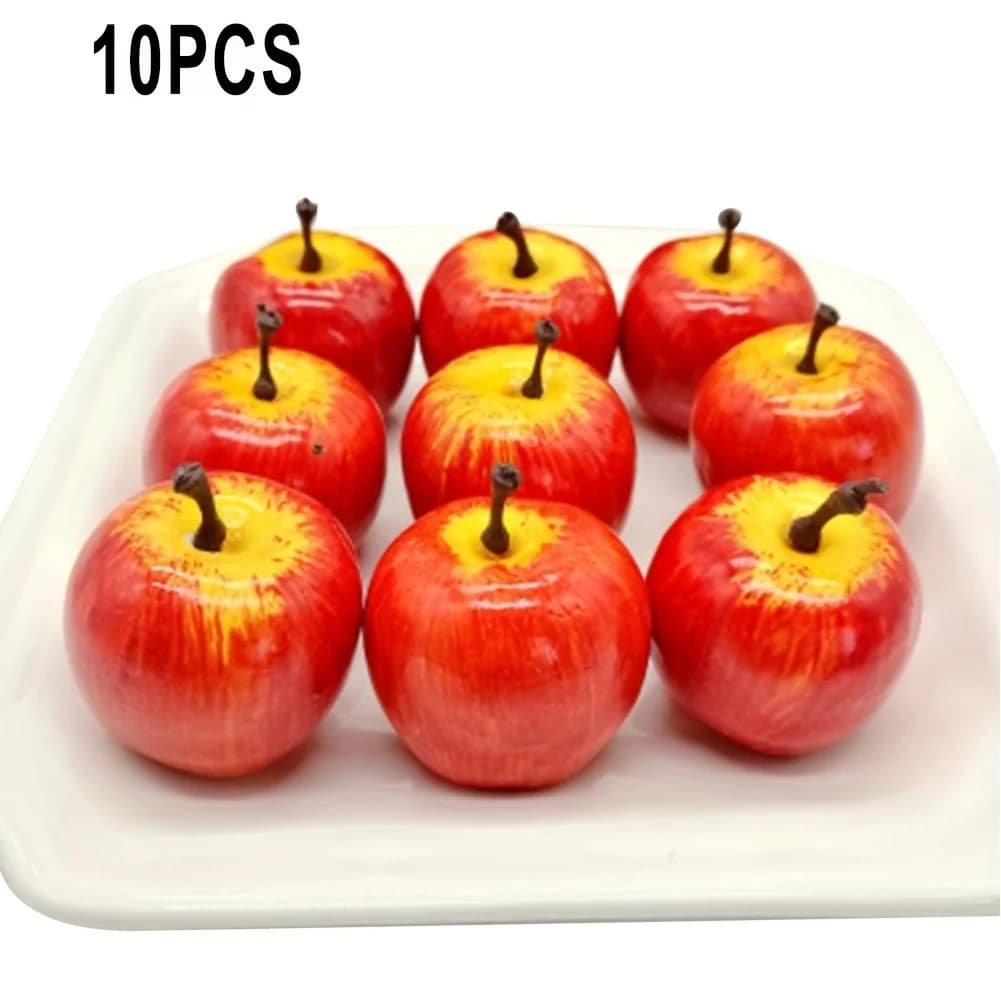 10 pièces de pommes artificielles vertes/rouges, fruits en plastique pour la décoration de la cuisin