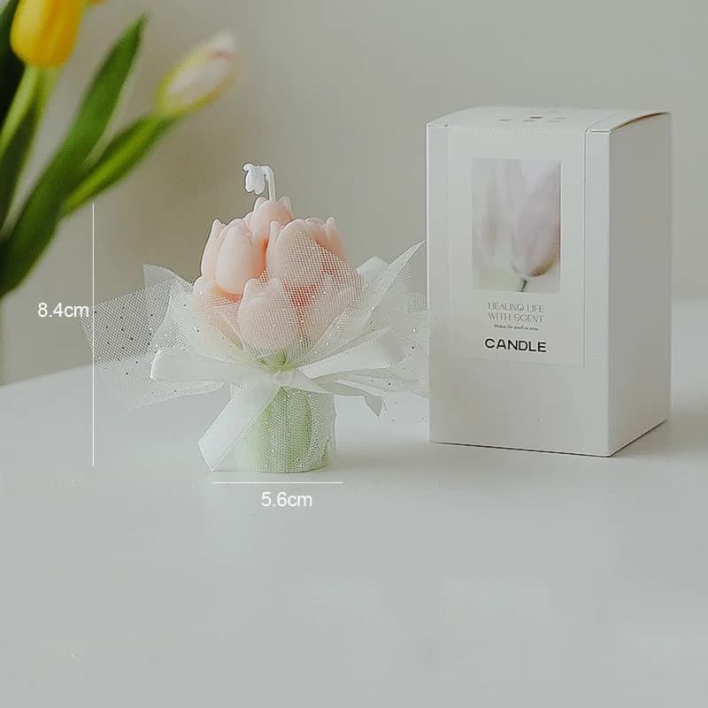 Bouquet de tulipes fait main, bougie parfumée, aromathérapie, bougie en cire de soja, bougies de mar