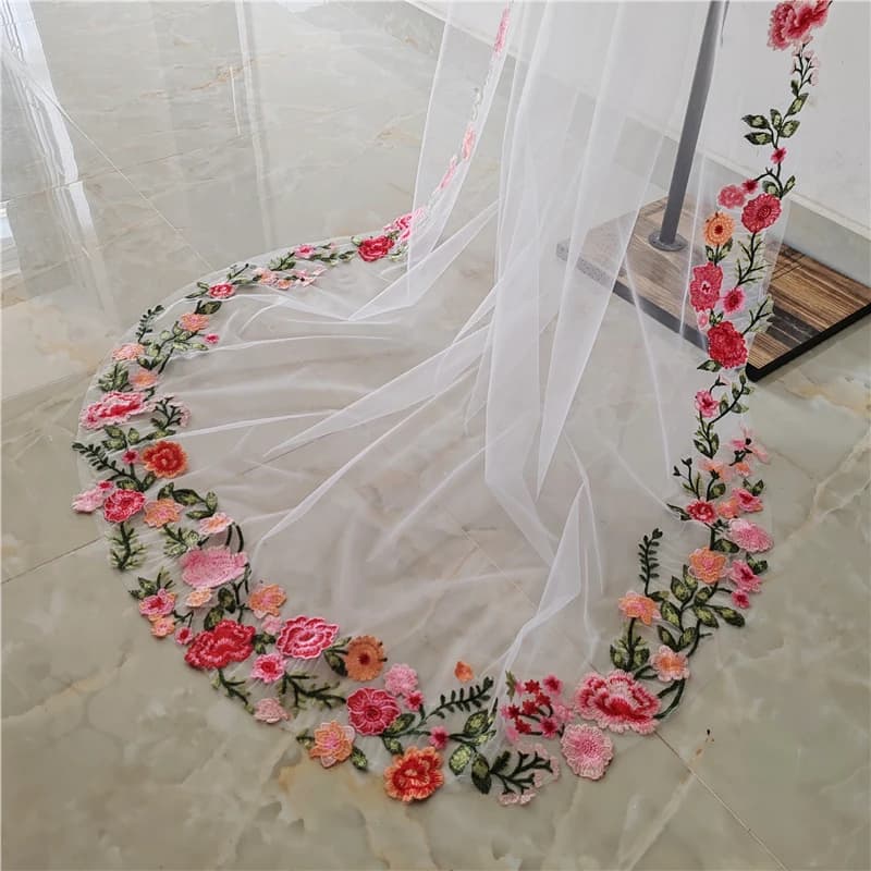 Feuilles vertes rose rouge fleurs florales voiles de mariée accessoires pour mariées blanc ivoire Tu
