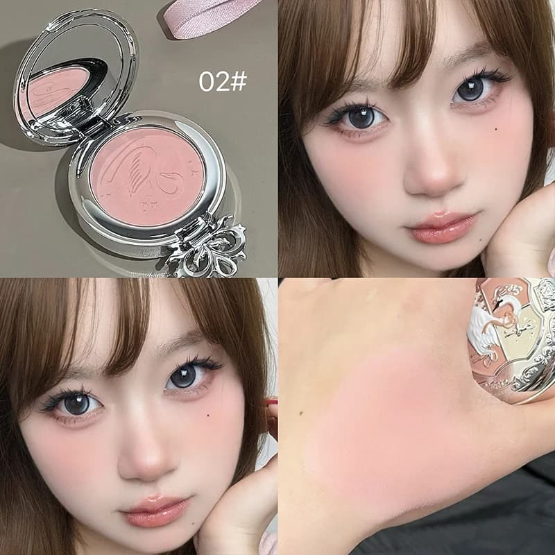 NICEKEY Fard à joues rose monochrome, poudre longue tenue, fini mat, éclaircissant, palette délicate