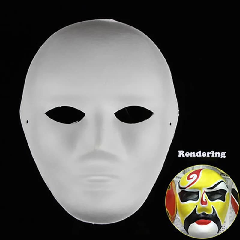 Masques blancs en papier pour bricolage, créer un artisanat artistique du théâtre et des Costumes d'