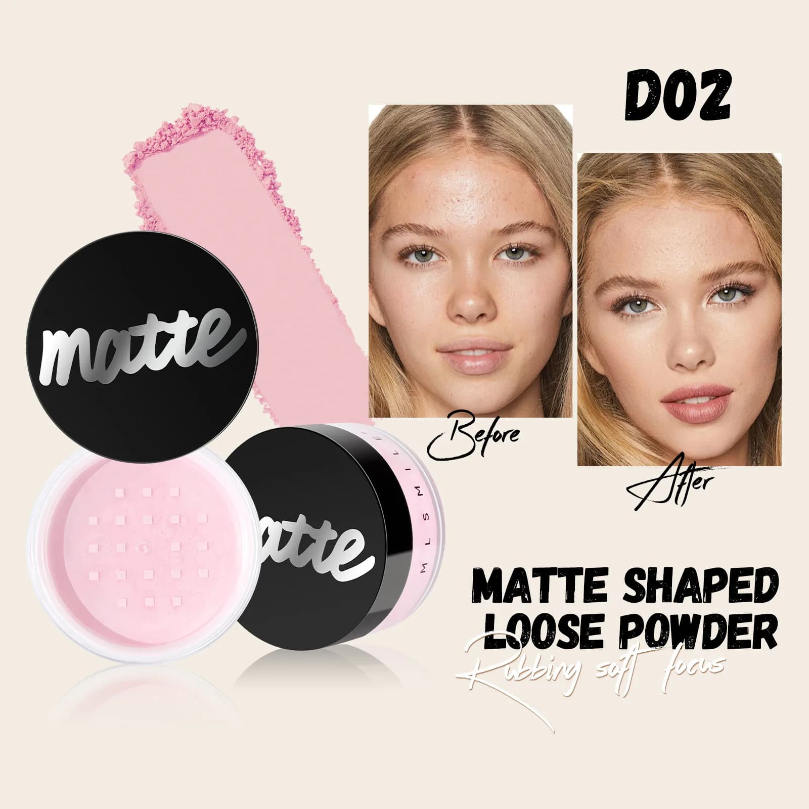 Poudre libre mate 4 couleurs, blanchiment du visage, finition de la peau, Transparent, rose, nu, maq
