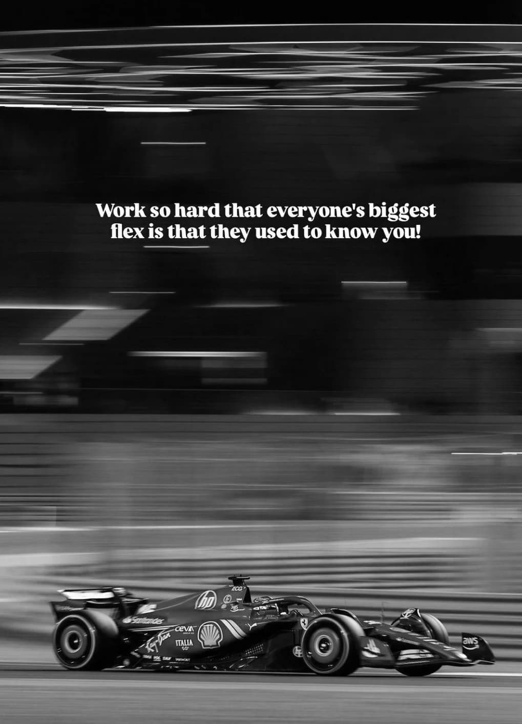 Affiche photographique de circuit de course automobile sportive Monaco noir et blanc, citation motiv