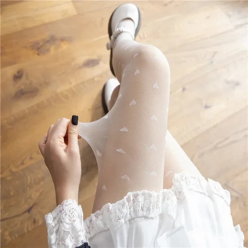 Bas en soie imprimé cœur rouge exquis, cadeaux de noël pour filles, collants en Nylon pour femmes, S