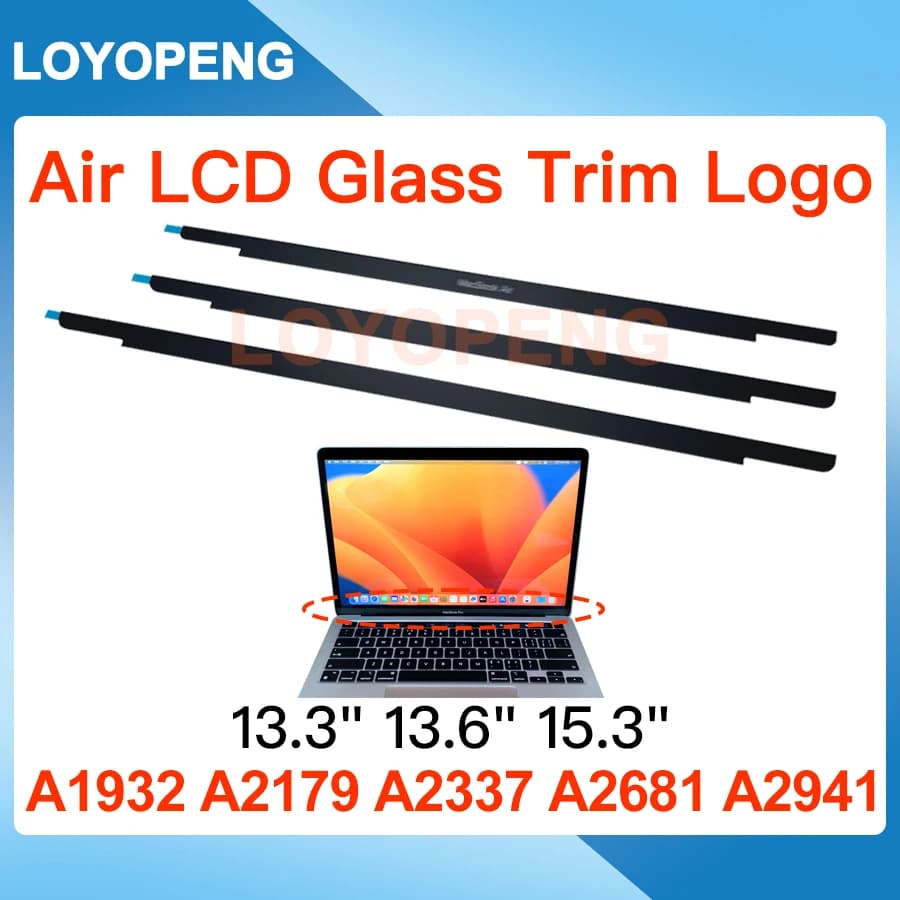 Cadre de protection d'écran LCD avec logo pour MacBook Air A1932 A2179 A2337 A2681 A2941, gris argen