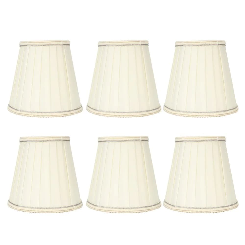 Lot de 6 abat-jour décoratifs en tissu rose, blanc et beige à clipser pour applique murale