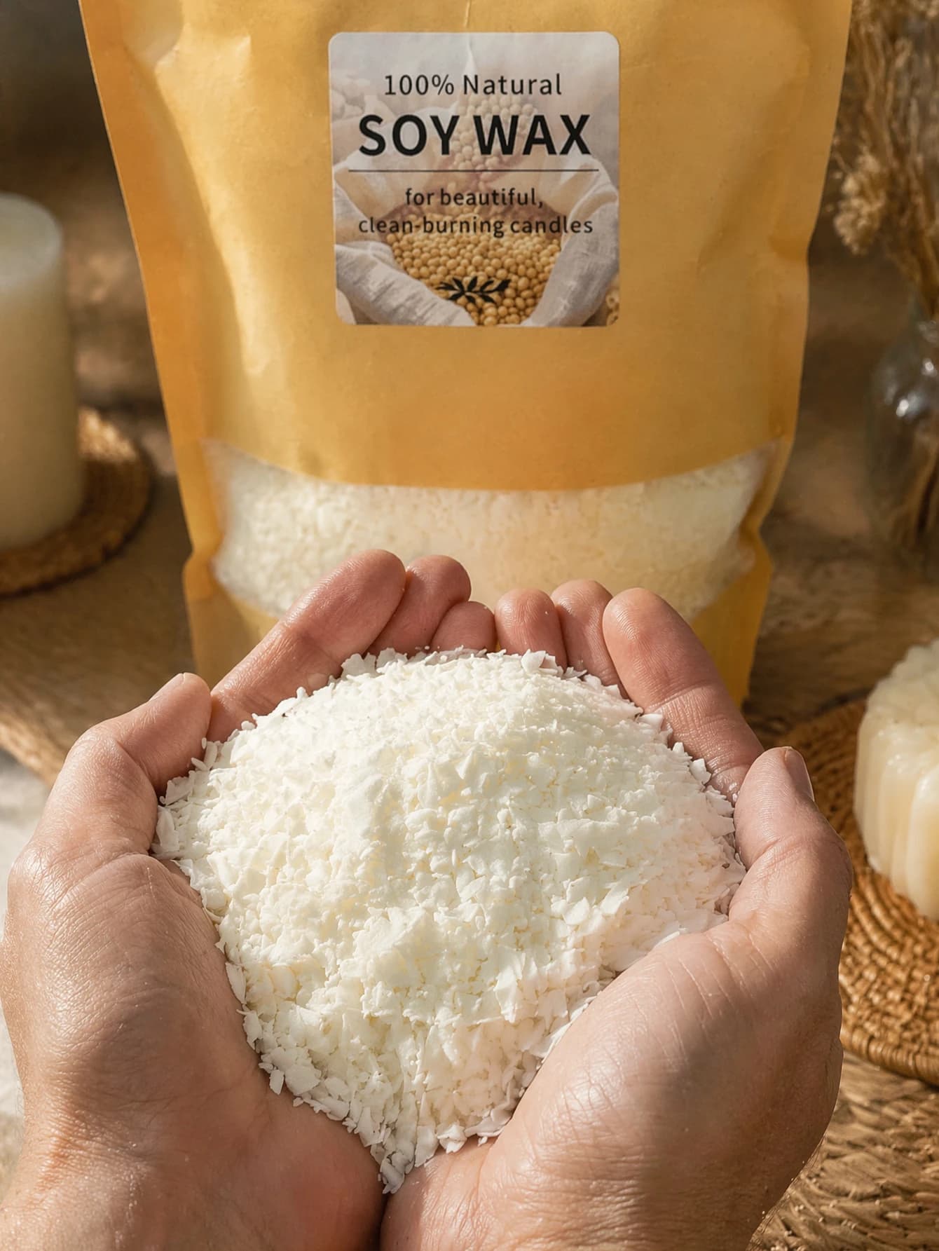 1000g de cire de soja naturelle pure pour la fabrication de bougies DIY - Matières premières idéales