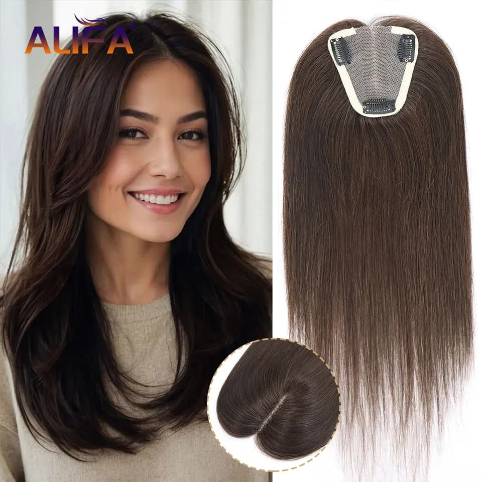 Cheveux humains Balayage blond à reflets de 14 pouces, postiches en dentelle respirantes pour femmes