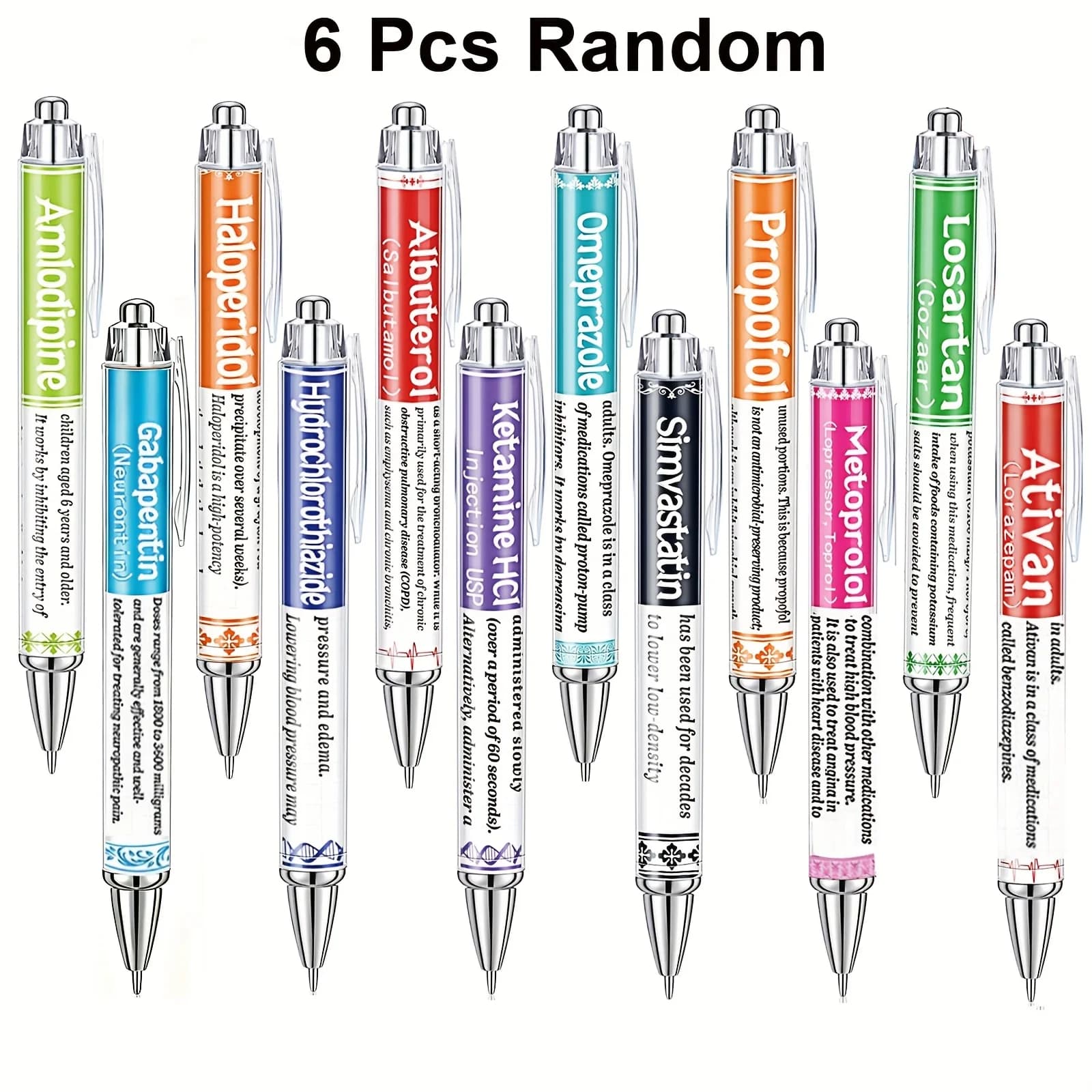 Stylos de pharmacie cadeaux pour infirmière pharmacien, stylos à bille rétractables pour médicaments