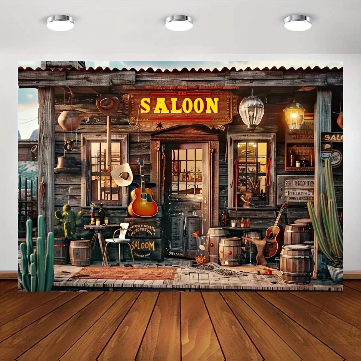 Fond de studio en polyester pour la photographie, bar occidental, rétro polyvalent, cow-boy et ranch