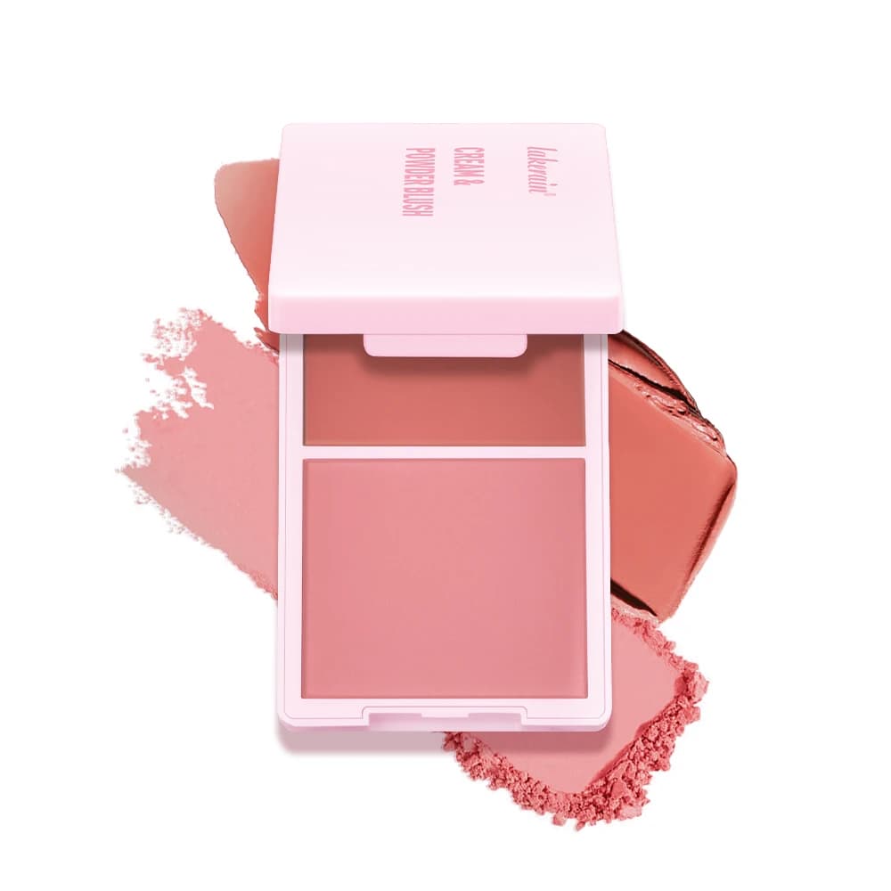 Crème & poudre Blush Duo longue tenue finition mate et rosée haute pigment rose bonbon pêche Blush P