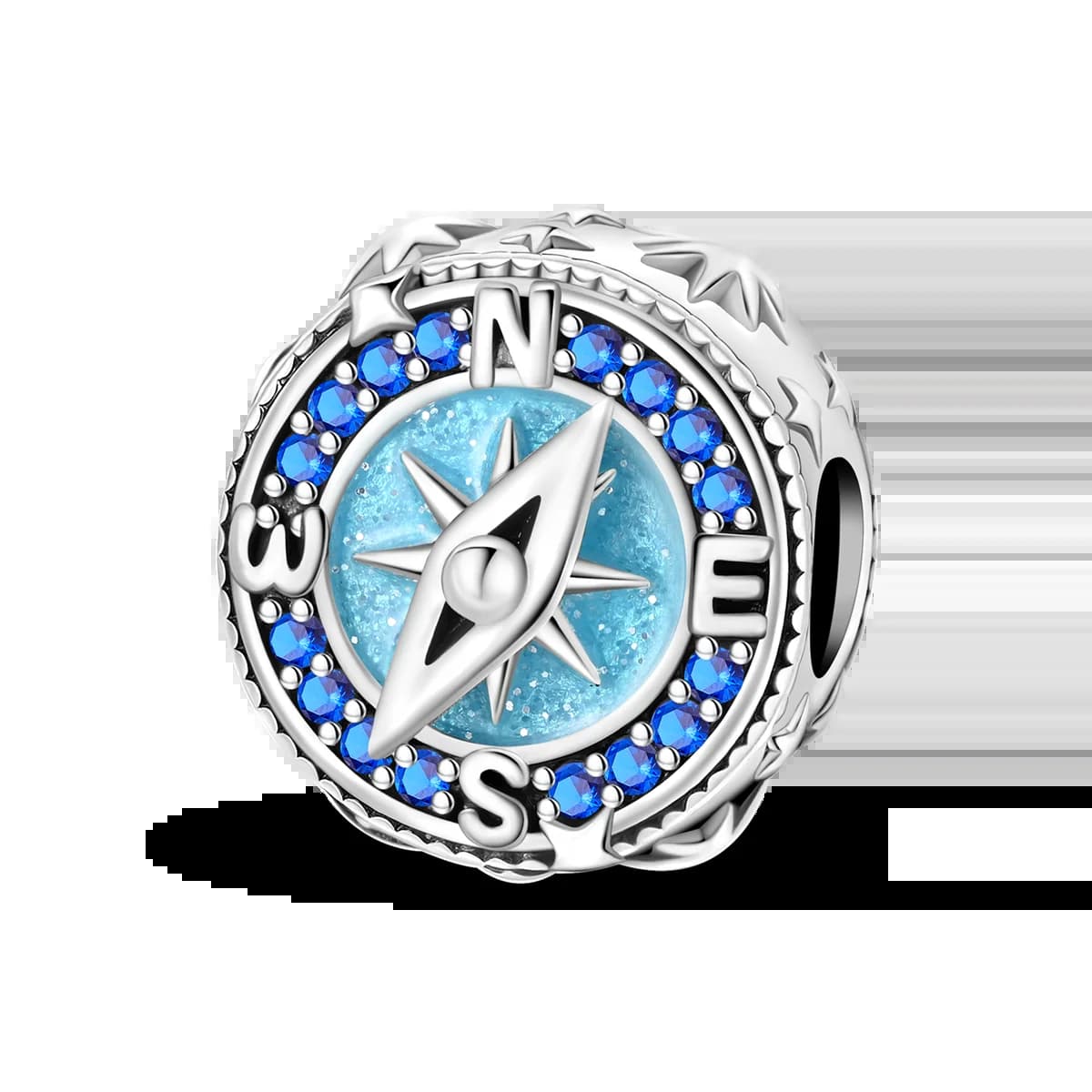 Breloque en argent sterling 925 Série Nautique – Roue de bateau, compas, voyage, vie marine – Perles